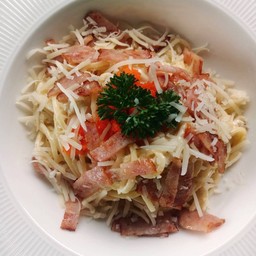 สปาเก็ตตี้คาโบนาร่าไข่กุ้ง