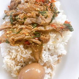 ข้าวราดผัดกะเพราเป็ด,ไข่พะโล้