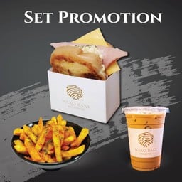 [เซ็ทลด25%] แซนวิสไข่แฮมชีส + เฟรนช์ฟรายบาบีคิว + ลาเต้เย็น