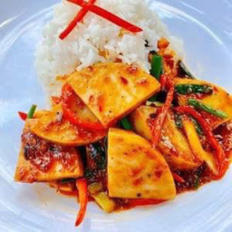 ข้าวหมูยอผัดพริกเผา