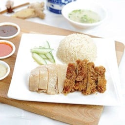 ข้าวมันไก่ต้ม+ไก่ทอด