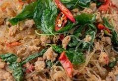 กระเพราวุ้นเส้น+หมูสับ(ไม่มีข้าว)