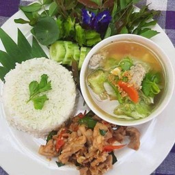 ข้าว+หมูผัดกะปิ+ต้มจืด