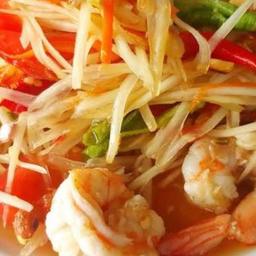 ส้มตำ ไทย + กุ้งสุก