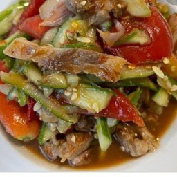 ตำแตงคอหมูย่าง(ปูปลาร้า)