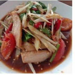 ตำคอหมูย่าง(ปูปลาร้า)