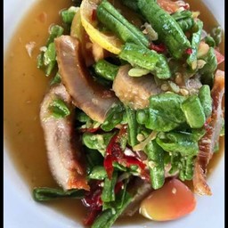 ตำถั่วคอหมูย่าง(ปูปลาร้า)