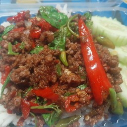 เนื้อระเบิด ราดข้าว