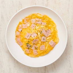 Soft Scrambled Eggs with Ham over Rice