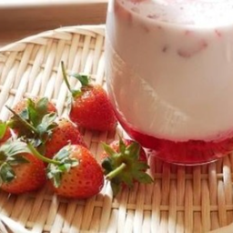 Fresh Milk With Strawberry Sauce