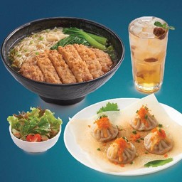 ลด30% ราเมนทงคัตสึxเสี่ยวหลงเปาสไปซี่มาโยเสิร์ฟพร้อมสลัดผักและชาอู่หลงบ๊วย