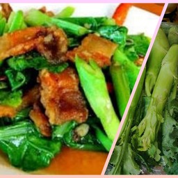 สามชั้นทอดผัดคะน้าราดข้าว