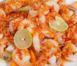 กุ้งนึ่งมะนาว