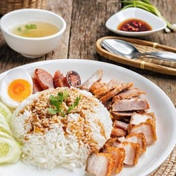 ข้าวหมูแดง+กรอบ