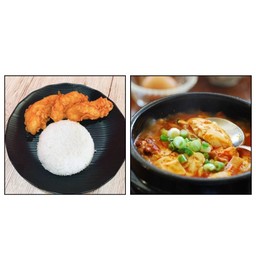 ข้าวไก่ทอดเกาหลี+ซุปกิมจิ