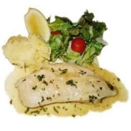 เสต็กไก่ซอสเลมอน  (Chicken steak with lemon sauce)