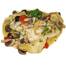ปลากะพงผัดซอสไวท์ไวน์ (Sea bass with white wine sauce)