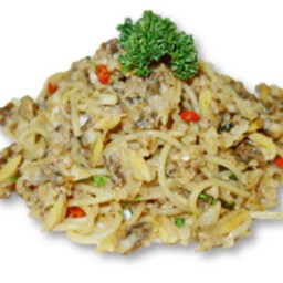 สปาเก็ตตี้พริกกระเทียมหอยลาย (Spaghetti A.O.P clam)