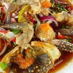 ยำกุ้งสด+ปูม้า