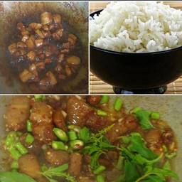 กะเพรา 3ชั้น+หมูหวาน ฟรีข้าวเปล่า 1ถุง