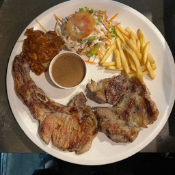 สเต็กหมู+พอร์คชอพ