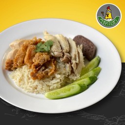 ข้าวมันไก่ผสม ต้มและทอด