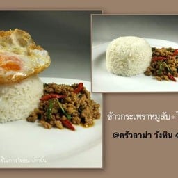 ข้าวราดกเพรา หมู,ไก่,หมูสับ,หมูยอ