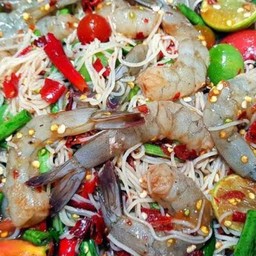 ตำขนมจีนกุ้งสดปลาร้า