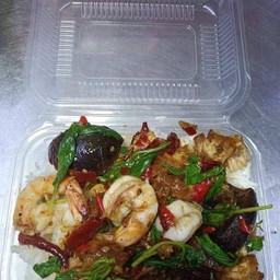 Crispy Pork, Shrimp, Century Egg, Basil