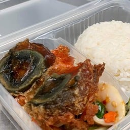 ข้าวกะเพราไข่เยี่ยวม้าปลาหมึก