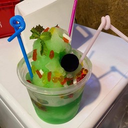 น้ำเเอปเปิ้ลเขียวปั่น (น้ำชงผลไม้สำเร็จรูป) พร้อมถัง