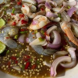 ยำกุ้งสด+กุ้งสุก
