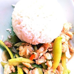 พริกหยวกราดข้าว