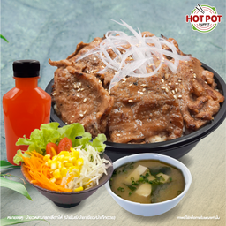 ข้าวยากินิกุหมู+ซุปมิโสะ+สลัด+น้ำขวด