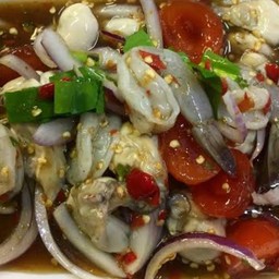 ยำหอยนางรมกุ้งสด