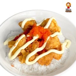 ข้าวไก่ทอดซอสมาโยไข่กุ้ง