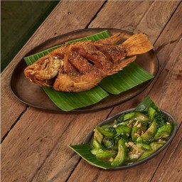 ปลาทับทิมผัดมะเขือ