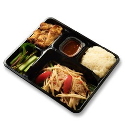 B11. ตำปลาร้าหมูยอ +  ไก่ย่าง + ข้าวเหนียวขาว