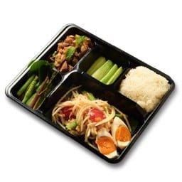 B2. ตำไข่เค็ม + น้ำตกคอหมู + ข้าวเหนียวขาว