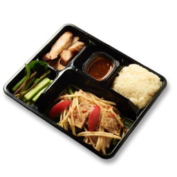 B12. ตำปลาร้าหมูยอ + คอหมูย่าง + ข้าวเหนียวขาว