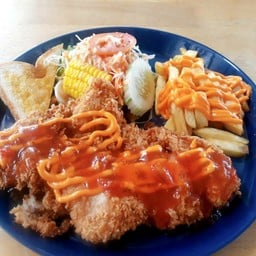 สเต็กไก่ทอดซอสซีส+เฟรนฟรายซีส