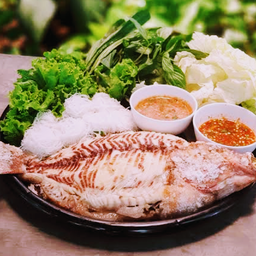 เมี่ยงปลาทับทิมเผาจัมโบ้