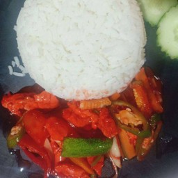 ข้าวเปรี้ยวหวานไก่ราดข้าว