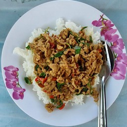 กระเพราไก่ราดข้าว