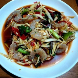 ตำกุ้งสด ใส่เส้นมะละกอ