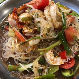 ส้มตำวุ้นเส้นใส่กุ้ง