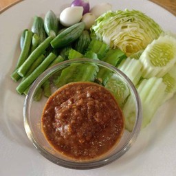 ชุดแจ่วบองผัดสุกพร้อมผักสด