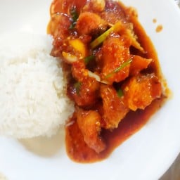 ข้าว ปลาผัดพริกเผา