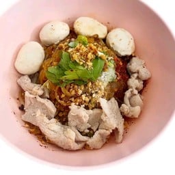 ลูกชิ้นหมู + หมูหมัก แห้งยำ