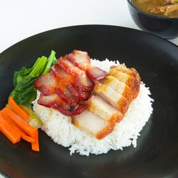 ข้าวหมูแดง หมูกรอบ